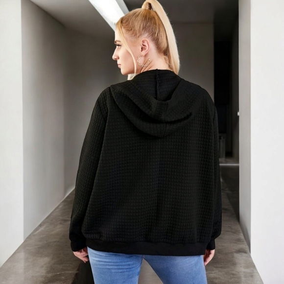 SHEIN Plus Heart Patched Drawstring Hooded Jacket 4XL - Picture 5 of 12